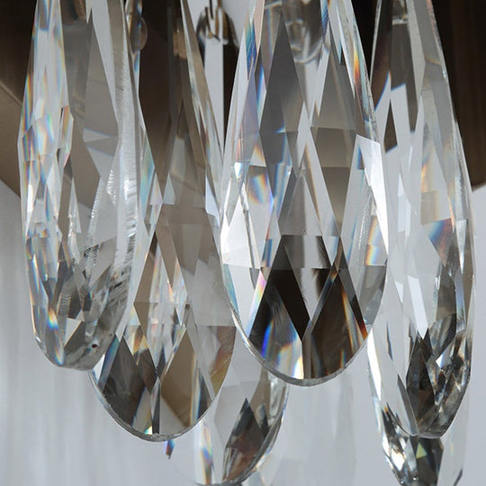 Modern Black K9 Crystal Teardrop Wall Lighting Fixture - 2 Lights Bedroom Mount