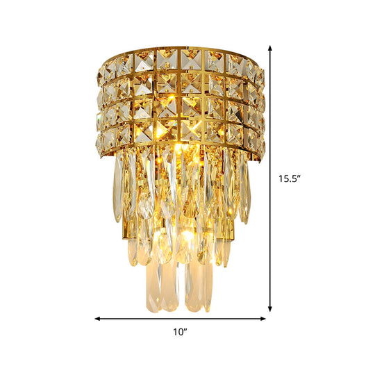 Modern Gold Triangular Crystal Wall Lamp With 3 Lights
