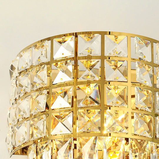 Modern Gold Triangular Crystal Wall Lamp With 3 Lights