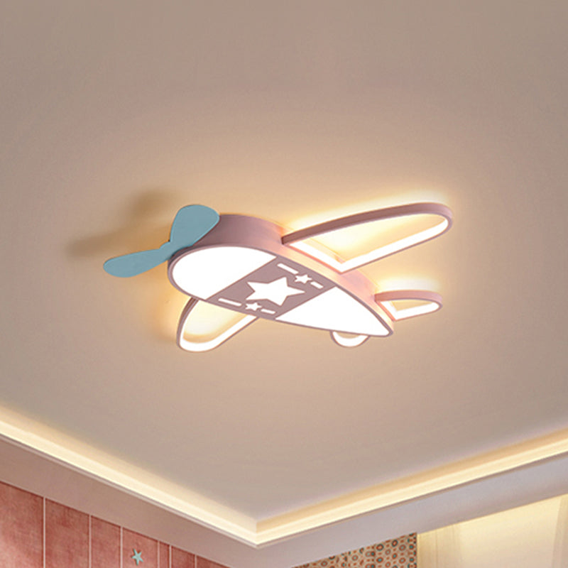 Modern Metal Led Flush Mount Lamp - Pink/Blue Plane Warm/White Lighting 19.5’/25.5’ Width Pink