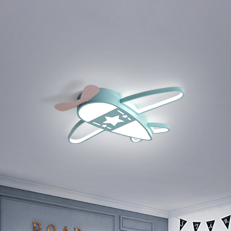 Modern Metal Led Flush Mount Lamp - Pink/Blue Plane Warm/White Lighting 19.5/25.5 Width Blue / 19.5