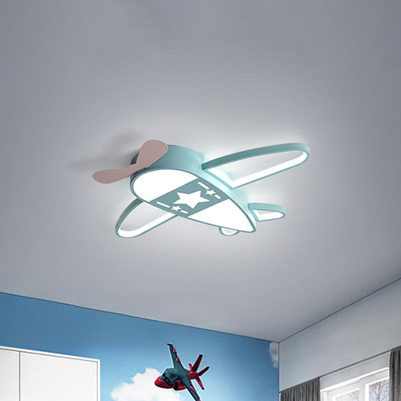 Modern Metal Led Flush Mount Lamp - Pink/Blue Plane Warm/White Lighting 19.5/25.5 Width