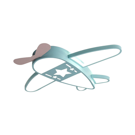 Modern Metal Led Flush Mount Lamp - Pink/Blue Plane Warm/White Lighting 19.5/25.5 Width