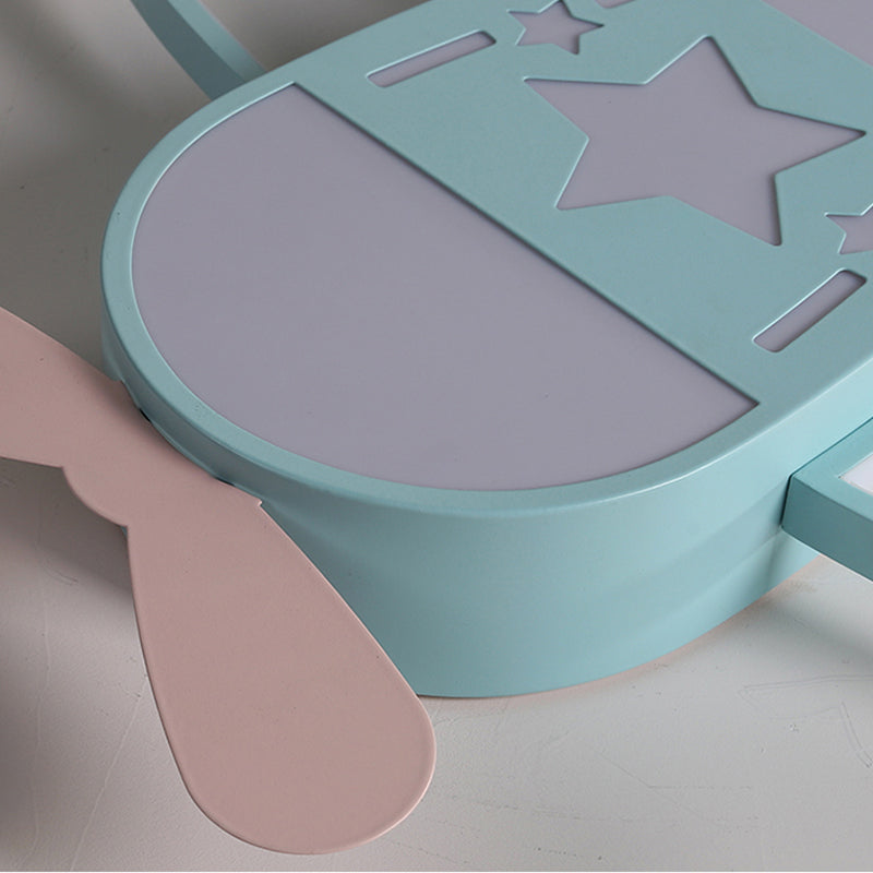 Modern Metal Led Flush Mount Lamp - Pink/Blue Plane Warm/White Lighting 19.5/25.5 Width