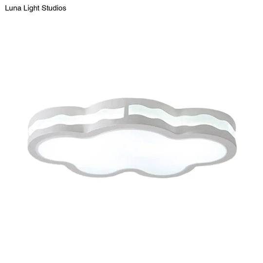 26’/22.5’ Cloud Flush Mount Led Bedroom Ceiling Lamp In White With Acrylic Shade