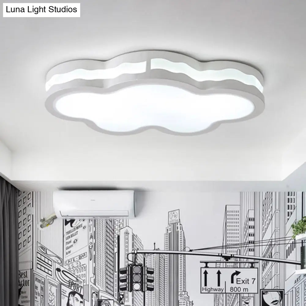 26’/22.5’ Cloud Flush Mount Led Bedroom Ceiling Lamp In White With Acrylic Shade