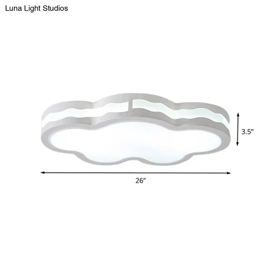26/22.5 Cloud Flush Mount Led Bedroom Ceiling Lamp In White With Acrylic Shade