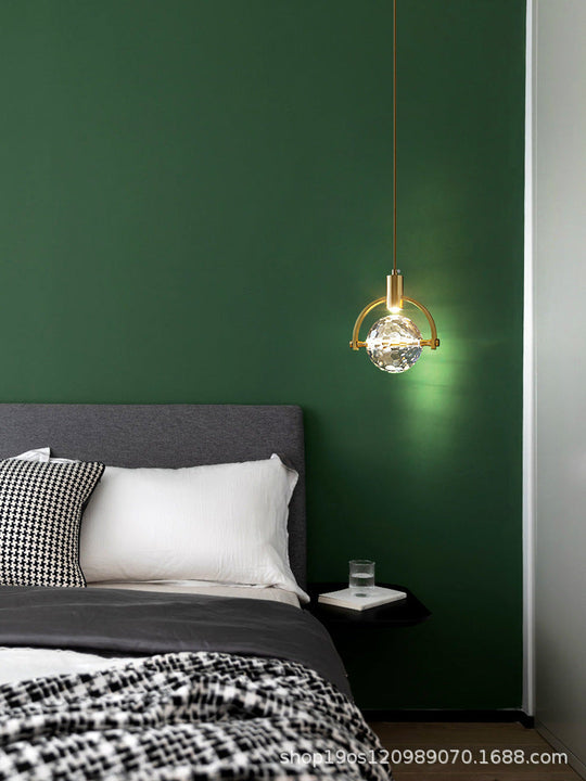 Mini Crystal Pendant Light With Brass Finish For Modern Living Spaces