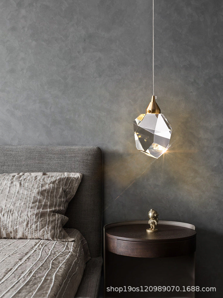 Mini Crystal Pendant Light With Brass Finish For Modern Living Spaces