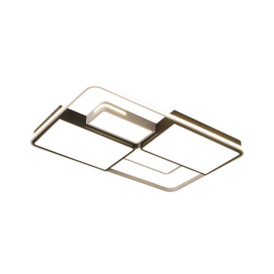 Sleek Square/Rectangle Ceiling Flushmount Led Light Fixture In Black And White Warm/White