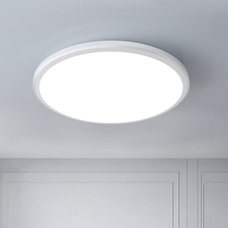 Ultra-Thin Round Led Ceiling Light For Kitchen - Simple White Design With Acrylic Flush Mount
