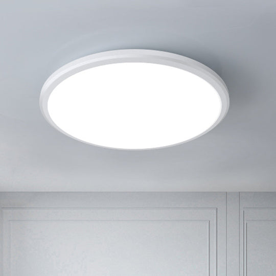 Ultra-Thin Round Led Ceiling Light For Kitchen - Simple White Design With Acrylic Flush Mount