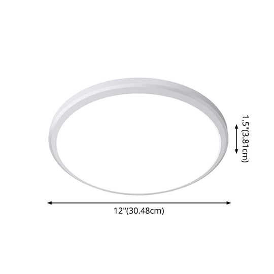 Ultra-Thin Round Led Ceiling Light For Kitchen - Simple White Design With Acrylic Flush Mount