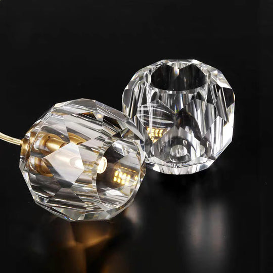 Contemporary Crystal Pendant Light With Gold Dome Suspension