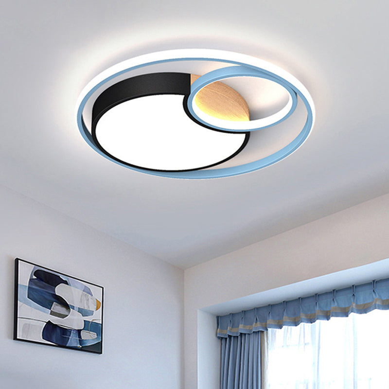 Contemporary Led Blue Flush Mount Ceiling Light - Acrylic Close-To-Ceiling Lighting