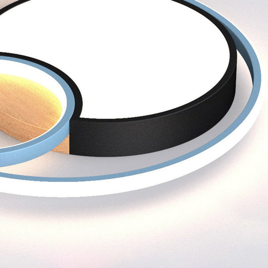 Contemporary Led Blue Flush Mount Ceiling Light - Acrylic Close-To-Ceiling Lighting