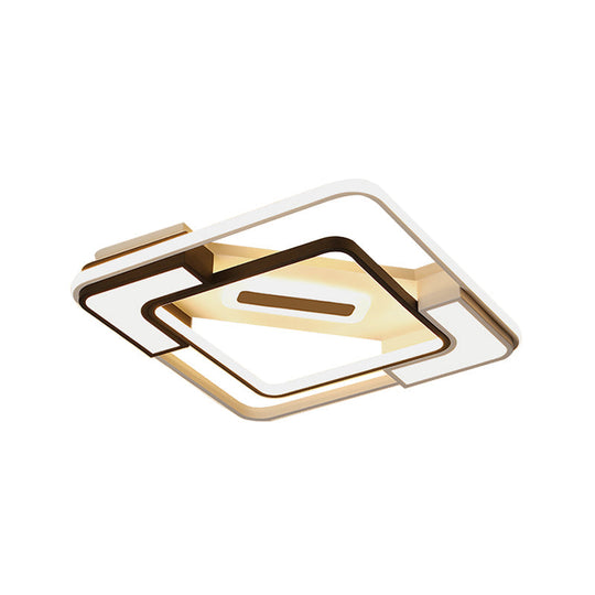 Modern Led Flush Mount Lamp: Black/White Metal Ceiling Light 16/19.5/35.5 W