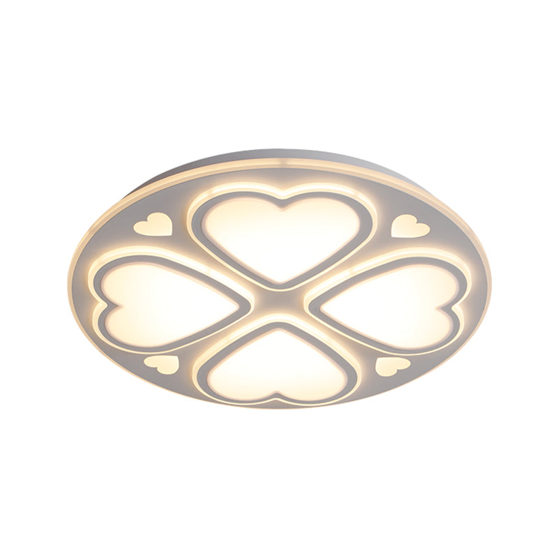 Contemporary Metal And Acrylic Clover Flush Mount Lighting - White Ceiling Lamp (16.5/20.5/24.5)