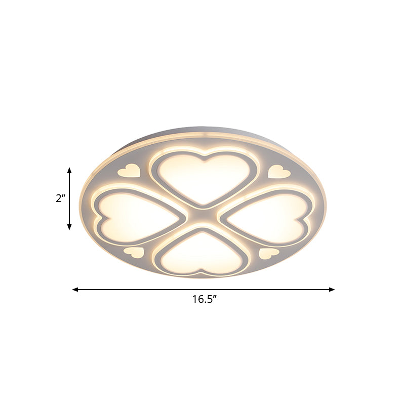 Contemporary Metal And Acrylic Clover Flush Mount Lighting - White Ceiling Lamp (16.5/20.5/24.5)