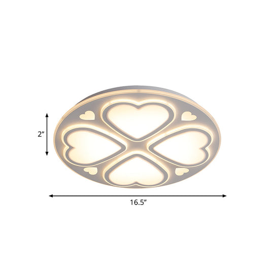Contemporary Metal And Acrylic Clover Flush Mount Lighting - White Ceiling Lamp (16.5/20.5/24.5)