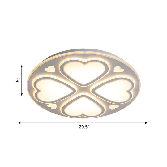 Contemporary Metal And Acrylic Clover Flush Mount Lighting - White Ceiling Lamp (16.5/20.5/24.5)