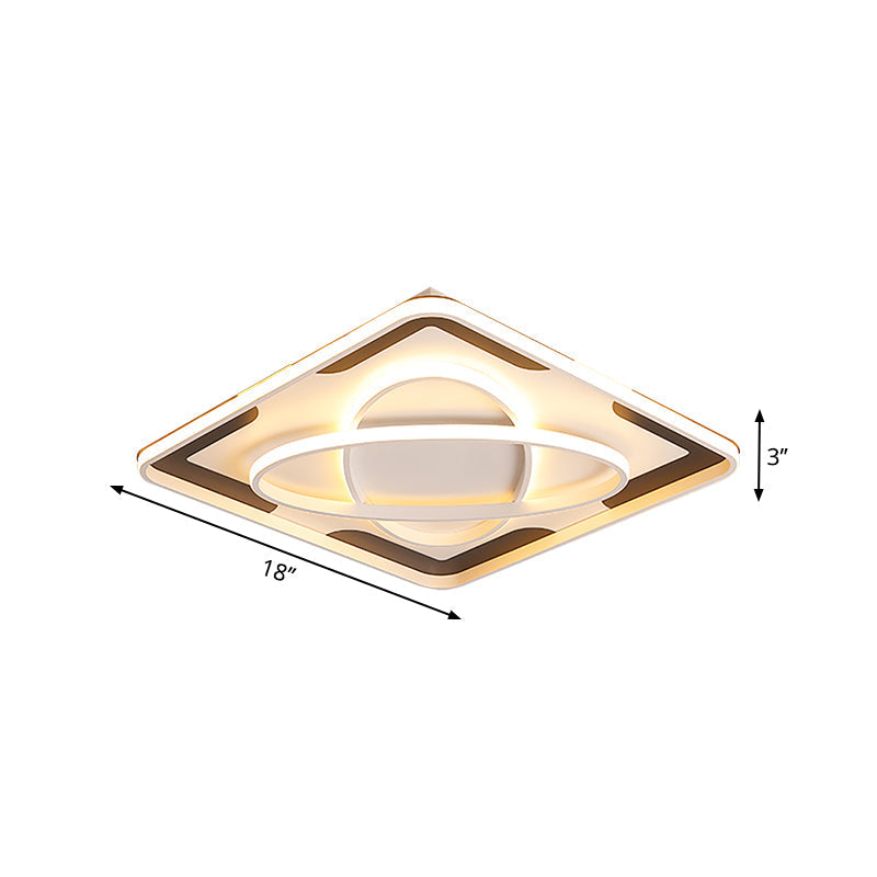 Modern Geometric Flush Ceiling Light Fixture - Integrated Led Metal Black/White Warm/White