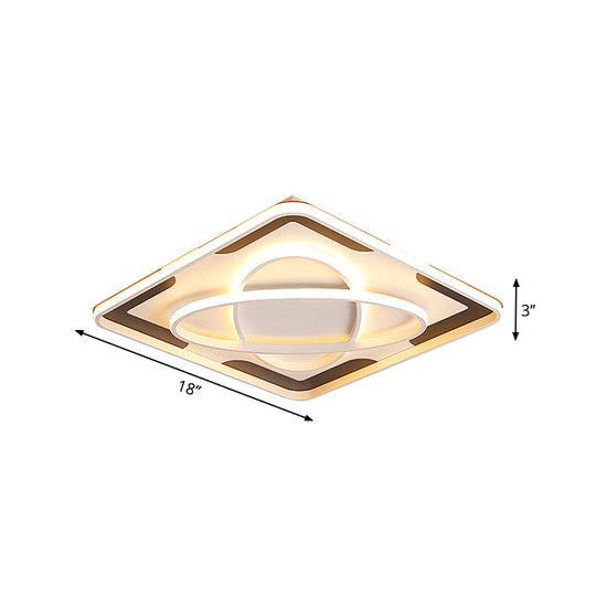 Modern Geometric Flush Ceiling Light Fixture - Integrated Led Metal Black/White Warm/White