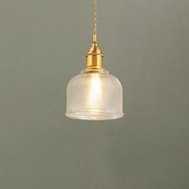 Contemporary Gold Suspension Pendant With Glass Dome For Bedroom Ceiling Lighting