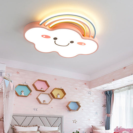 Contemporary Pink Rainbow & Cloud Led Ceiling Lamp - Acrylic Flushmount Light
Note: Seo Optimization