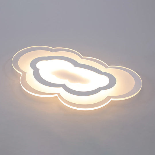 Minimalist Led Acrylic Cloud Flush-Mount Light Fixture - White Ceiling Lighting / Warm