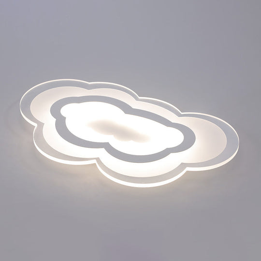 Minimalist Led Acrylic Cloud Flush-Mount Light Fixture - White Ceiling Lighting