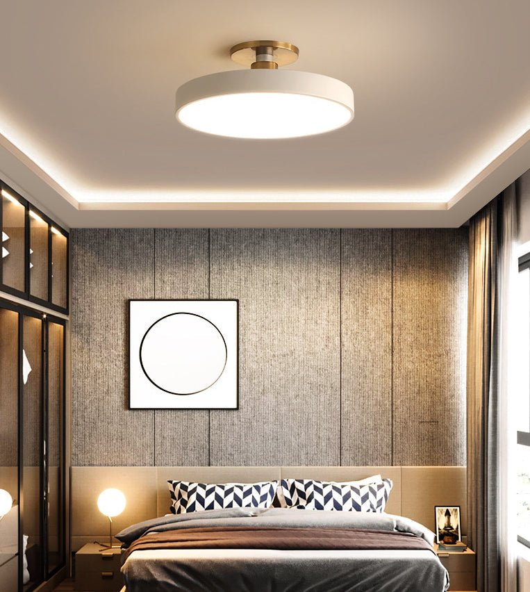 Modern Led Acrylic Semi Flush Mount Ceiling Light Fixture With Circular Ring Design