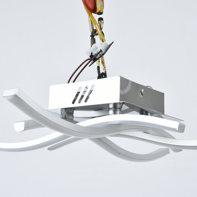 Modern Led Semi Flush Mount Chrome Ceiling Light With Twist Design And Metal Shade