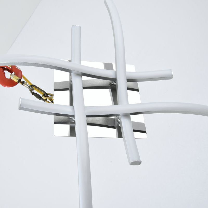 Modern Led Semi Flush Mount Chrome Ceiling Light With Twist Design And Metal Shade