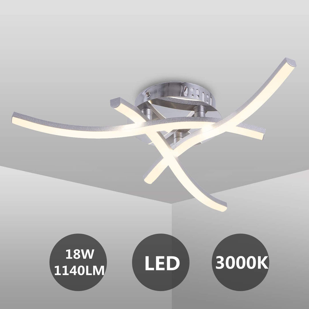 Contemporary Chrome Metal Led Semi Mount Close To Ceiling Lighting For Living Room