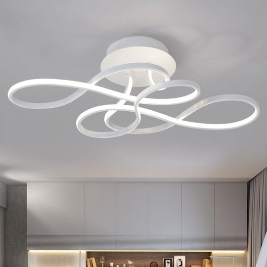 Sleek White Acrylic Swirl Wave Led Ceiling Light Fixture - Simplicity Close To Lighting Solution