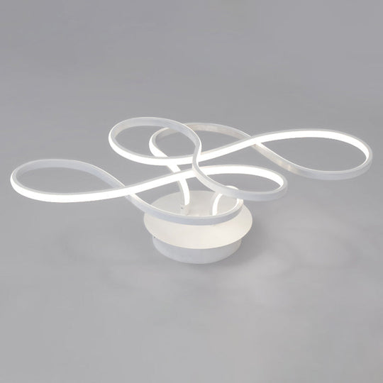 Sleek White Acrylic Swirl Wave Led Ceiling Light Fixture - Simplicity Close To Lighting Solution