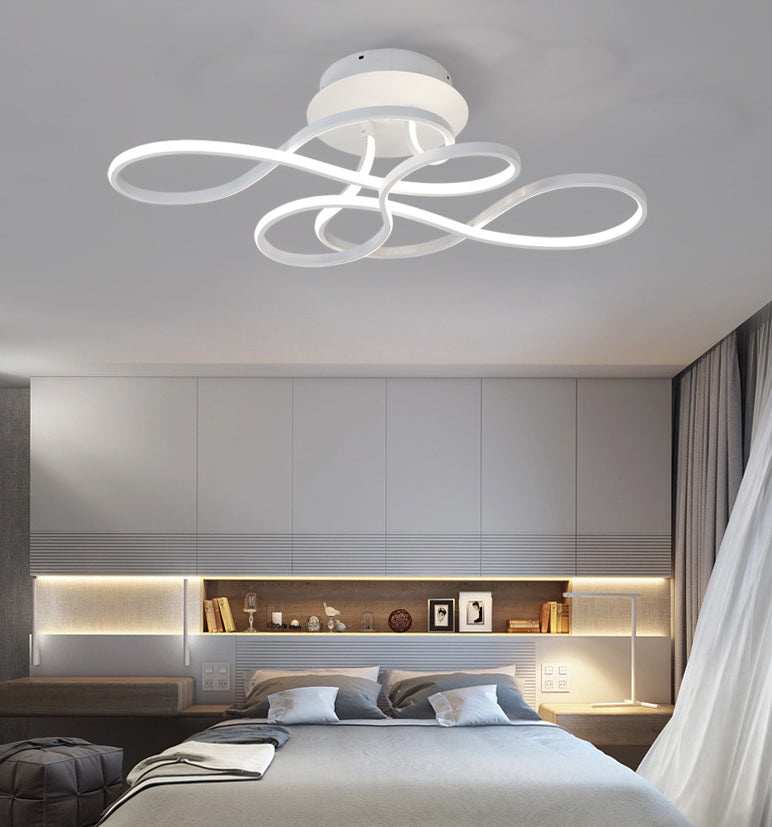 Sleek White Acrylic Swirl Wave Led Ceiling Light Fixture - Simplicity Close To Lighting Solution