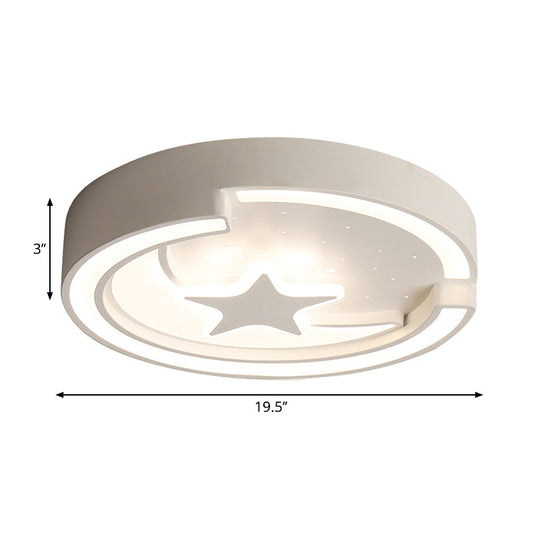 Contemporary Star Metal Led Flushmount Ceiling Light In White - 16’/19.5’ Diameter