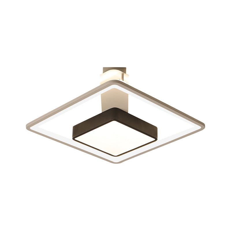 Modernism Square Led Flush Mount Ceiling Light In Black Warm/White 16’/19.5’ Wide
