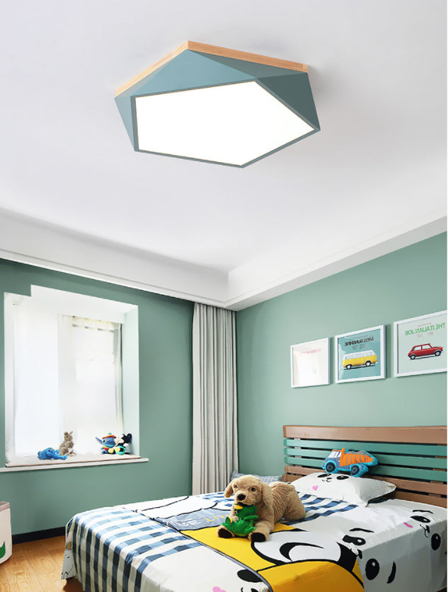 Modern Metal Led Bedroom Flush Mount Ceiling Light Fixture - Pentagon Lighting
