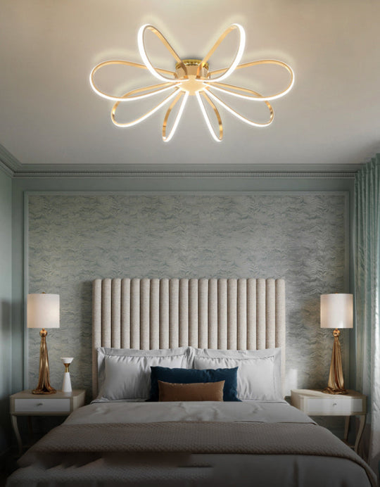 Gold Petal Acrylic Flush Mount Ceiling Light - Modern Led Fixture