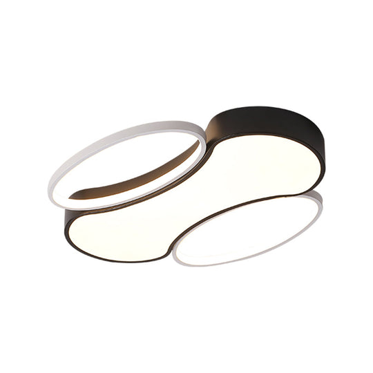 Modern Metal Black And White Led Flush Mount Ceiling Light - 19.5’/25.5’ Width