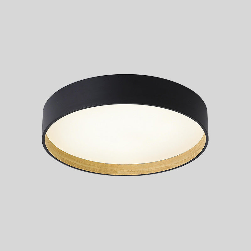 Metallic Modern Drum Flush Mount Ceiling Light Fixture Black / 16 Warm