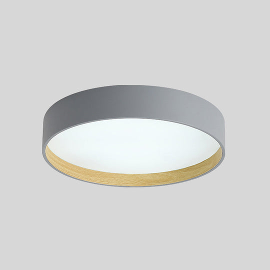 Metallic Modern Drum Flush Mount Ceiling Light Fixture Grey / 16 White