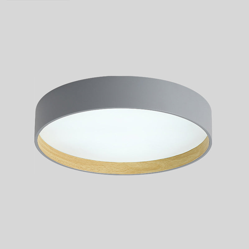 Metallic Modern Drum Flush Mount Ceiling Light Fixture Grey / 19.5 White