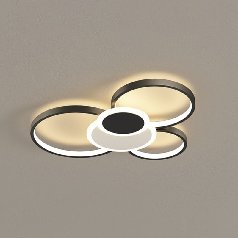 Modern Metal Flush Mount Ceiling Light Fixture With Multi-Ring Design For Living Room Black / 22