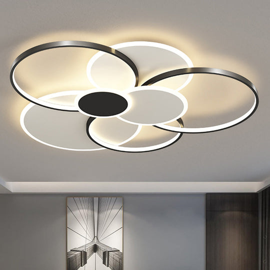 Modern Metal Flush Mount Ceiling Light Fixture With Multi-Ring Design For Living Room