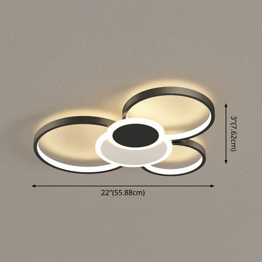 Modern Metal Flush Mount Ceiling Light Fixture With Multi-Ring Design For Living Room