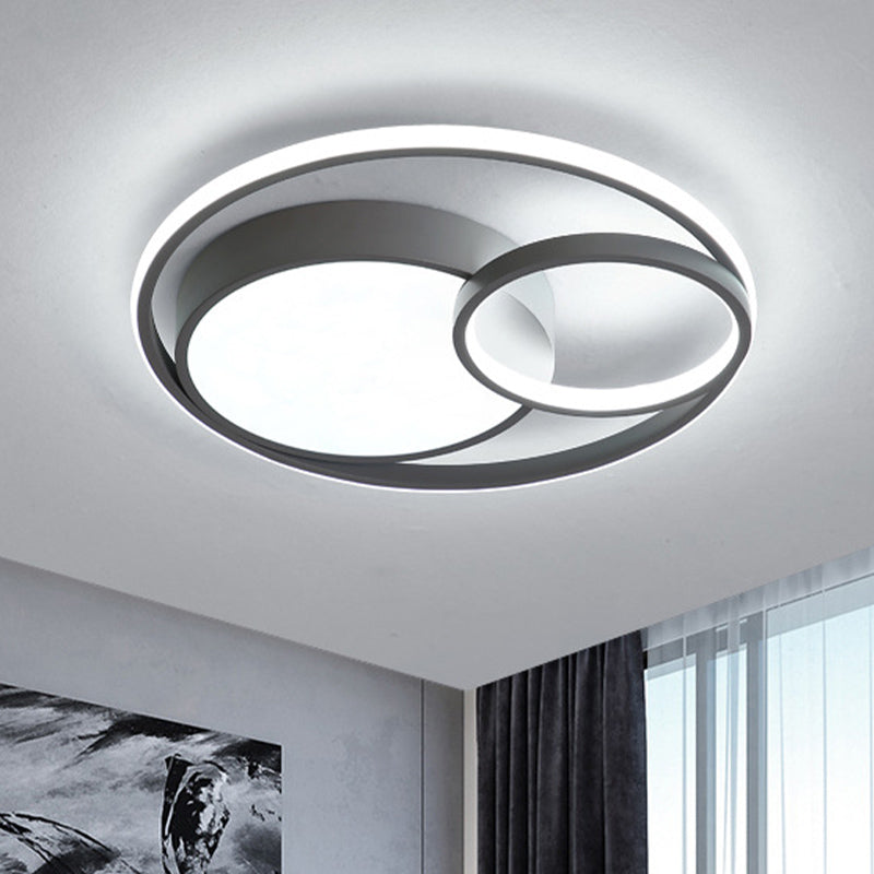 Modern Acrylic Ring Flushmount Led Ceiling Light In Gray/White/Black With Warm/White/3 Color